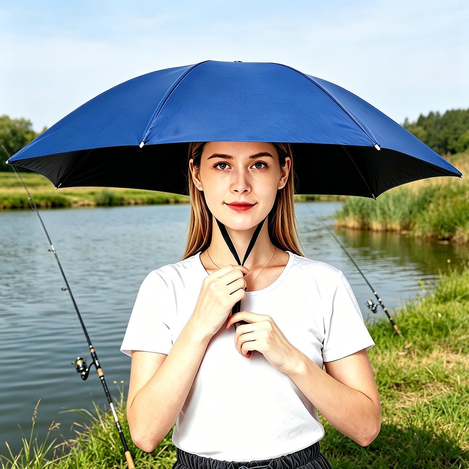 Cappello Ombrello Da Testa Protezione Pieghevole Regolabile con Fascia