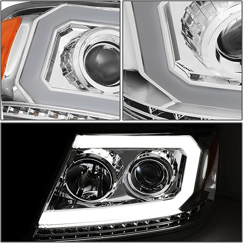 Miniatura 5 de DNA MOTORING HL-HPL-F15004-CH-AM Proyector de haz bajo reflector ámbar secuencial persecución señal de giro LED ámbar compatible con 04-08 F-150