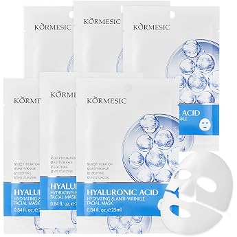 6 St ck Hyaluron Maske Gesicht Hyaluron Hydrogel Maske hyaluron Tuchmaske Feuchtigkeitsmaske Gesicht Gesichtsmasken Frauen Daily Care Gesichtstuchmasken Feuchtigkeit Anti-Falt