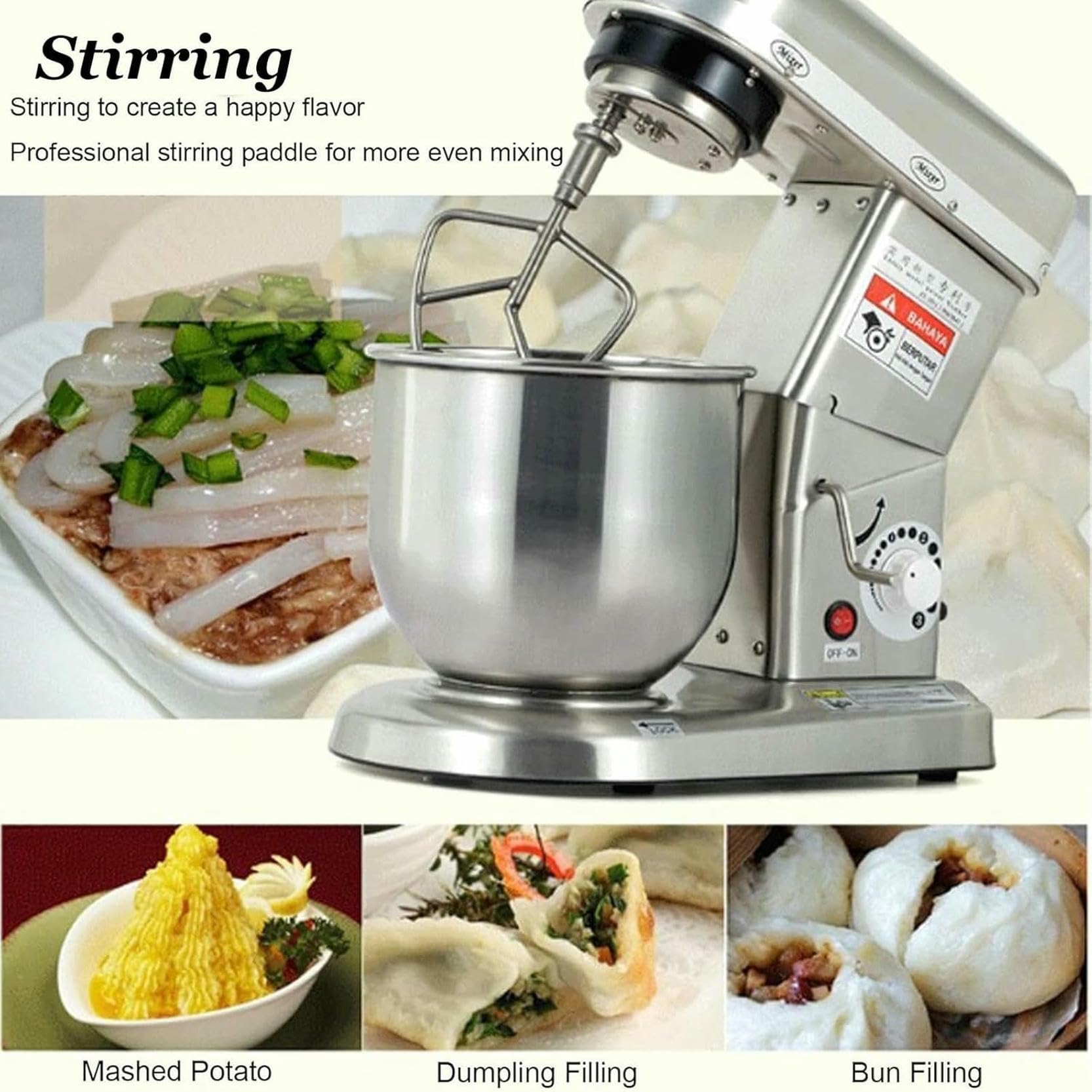 Mixer Stand 350W/500W per Crema, Stampante Commerciale, Robot da Cucina E Miscelatore da Cucina con Gancio del Mixer, Gancio per L'Impasto, 5L