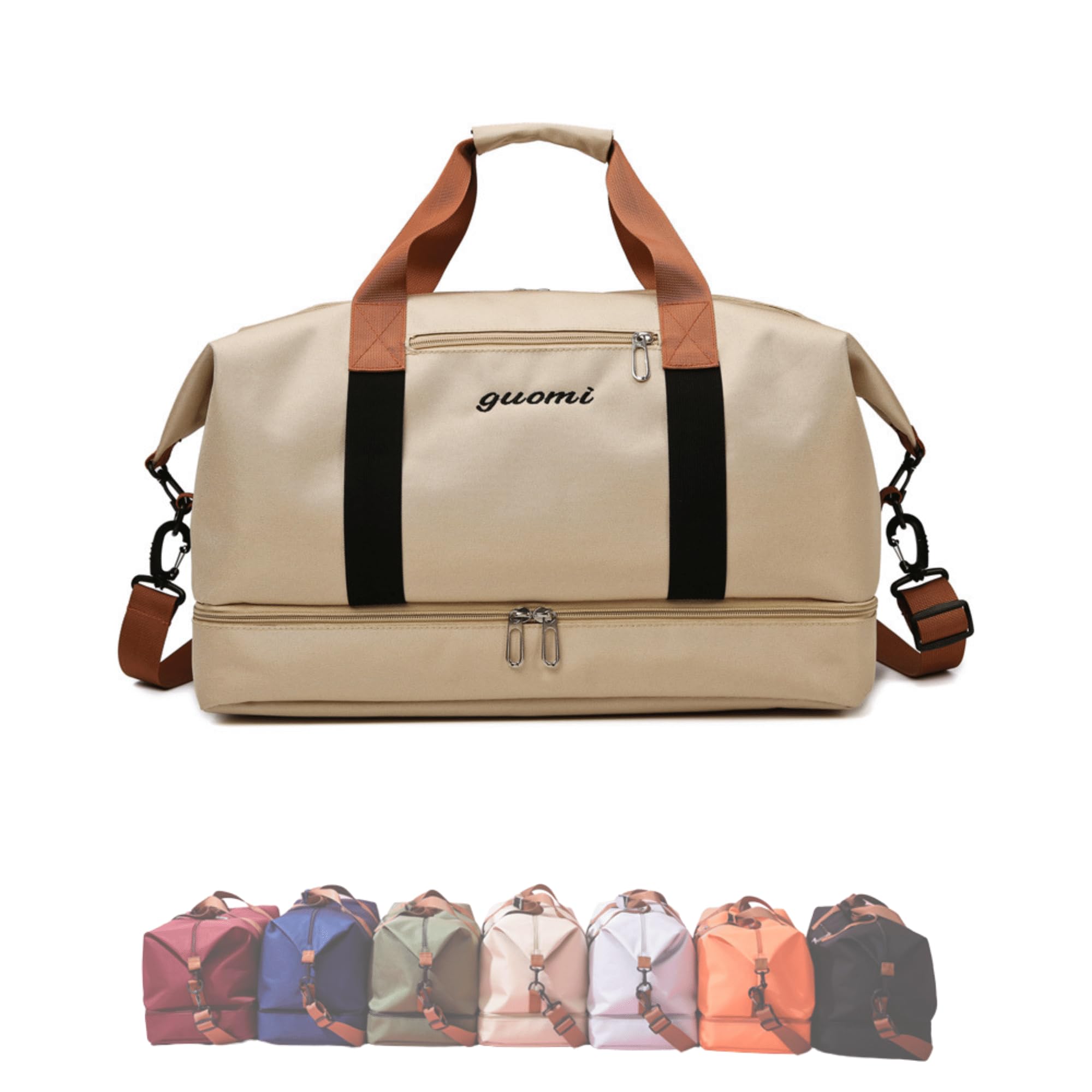 Large Capacity Gym Bag and Travel Duffle - Water-Repellent Unisex Workout Bag with Wet Compartment and Shoe Storage (Retro Beige)