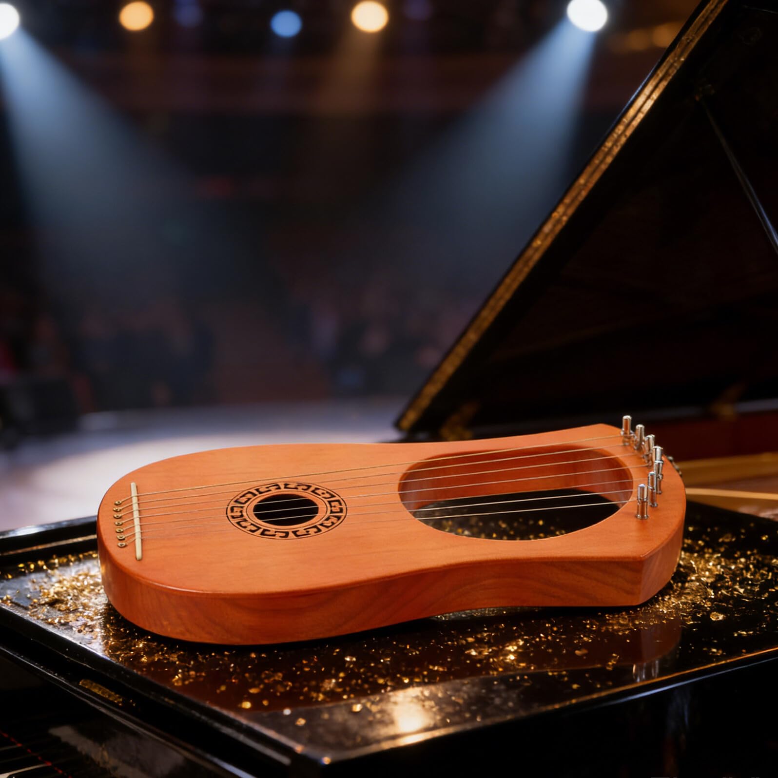 Beaupretty Arpa Lira Portatile in Legno a 7 Corde per Principianti e Adulti, Piccolo Strumento Musicale a Lira, Strumento Multiuso per Educazione Musicale e Intrattenimento