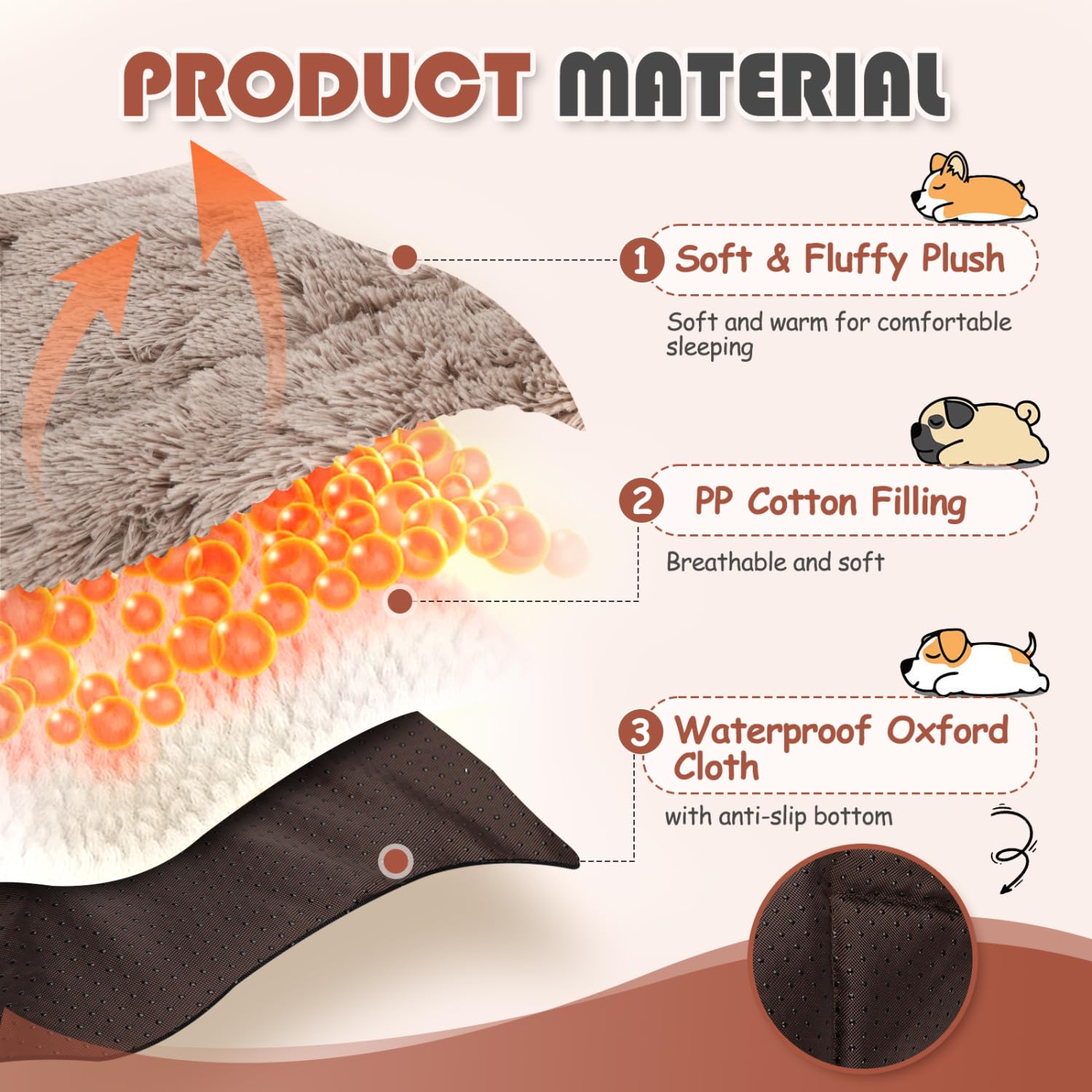 Nobleza 2 in 1 Cuccia per Gatti, Letto per Gatti Cani Pieghevole Peloso, Cuccia Gatto Interno Morbido Antiscivolo Lavabile, Adatto a Gatti Cani di Piccola e Media Taglia, Marrone, 60 x 50cm