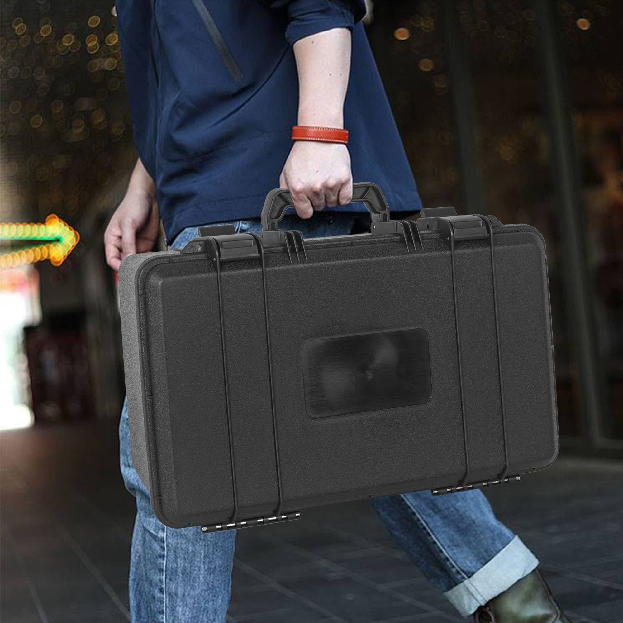 Custodia rigida da 44,5 cm, impermeabile, con schiuma personalizzabile, custodia protettiva portatile per microfono, registratore, elettronica, strumenti, fotocamere, attrezzature e altro, 44,5 x 26,7