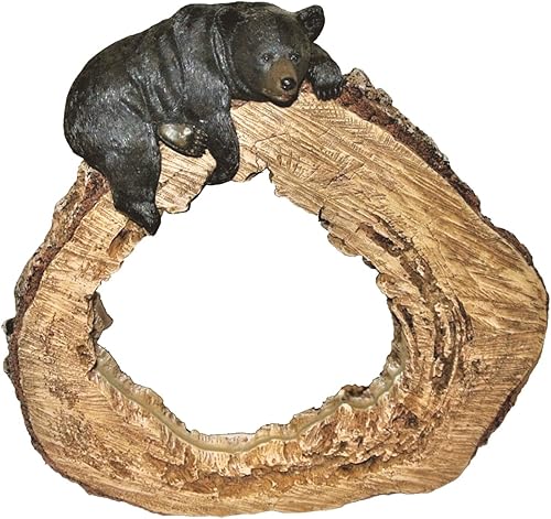 BestGiftEver Espejo de pared rústico de oso negro, decoración de pared de tronco de árbol para casas de cabaña y cabaña, espejo decorativo con