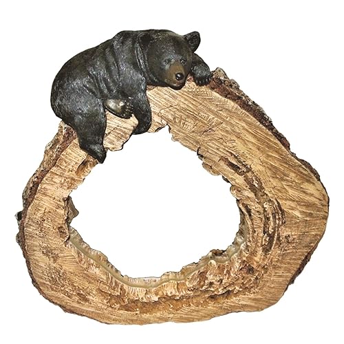 BestGiftEver Rustic Black Bear Wall Mirror – Tree Trunk Wildlife