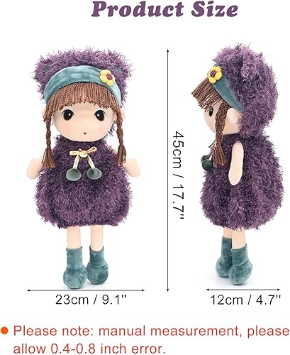 Miniatura 2 de HWD Kawaii Muñeca rellena de felpa de 17 pulgadas Buen regalo para niñoscolor morado
