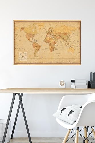 Miniatura 4 de Trends International Póster de pared antiguo con mapa mundial 2024, 34 pulgadas de largo x 22.4 pulgadas, versión premium sin marco