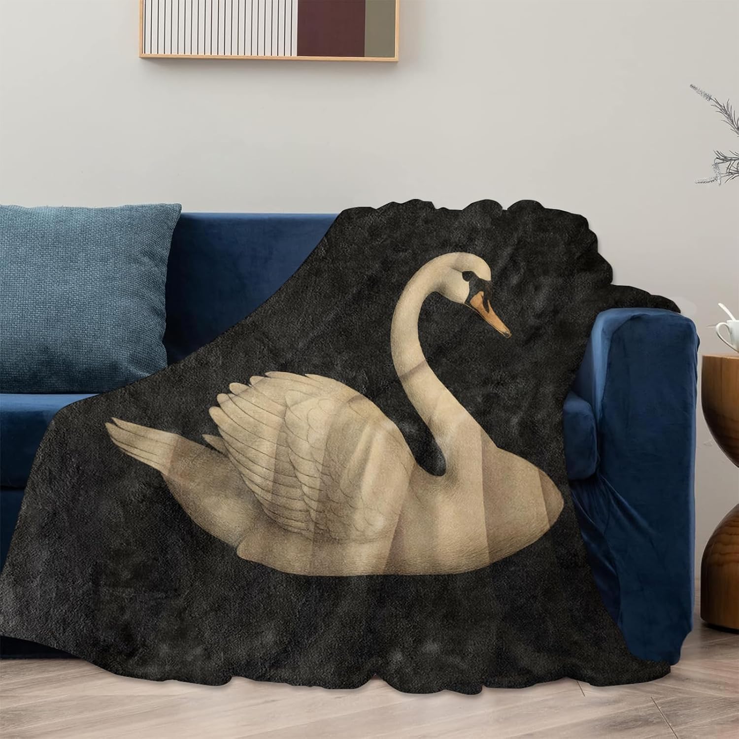 Elegant Swan Blanket Gifts for Women Girls Kids, Soft Warm Lightweight Flannel Vintage White Swan Throw Blankets for Bedroom Living Room Home Sofa Home Camping Decor 50" x 60" - Image 2