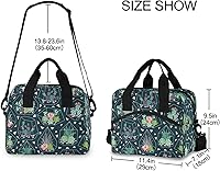 Vista 3 de Bolsa de almuerzo geométrica de cactus y flores suculentas, bolsa de almuerzo reutilizable, bolsa térmica térmica térmica con correa de hombro