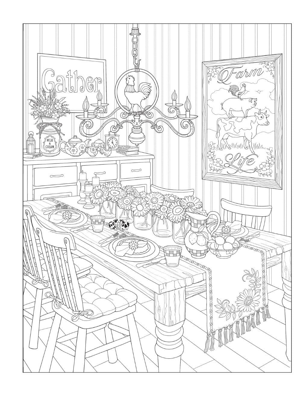 Creative Haven Tablescapes Coloring Book: Beautiful Table Settings, Centerpieces, and Entertaining Decor Designs to Color (Adult Coloring Books: Art & Design) image 4