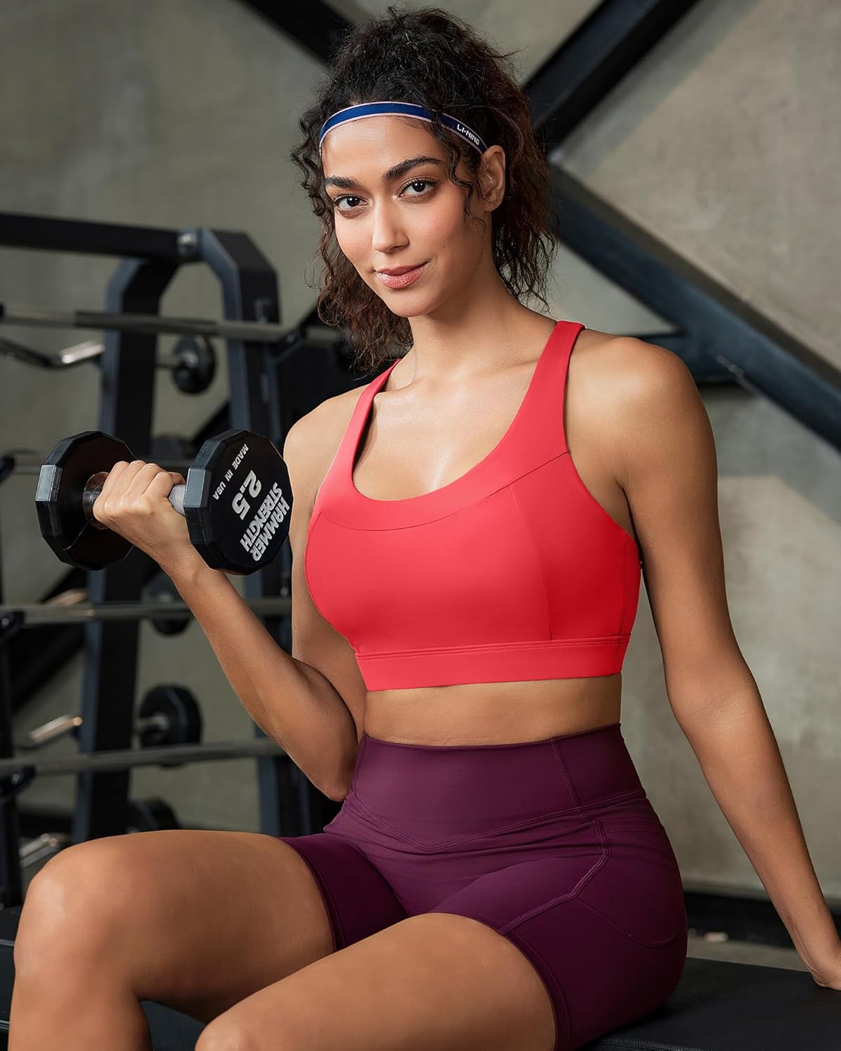 RUNNING GIRL Sports Bra for Women,Adjustable Straps Supportive High Impact Sports Bra with Sewn in Pads