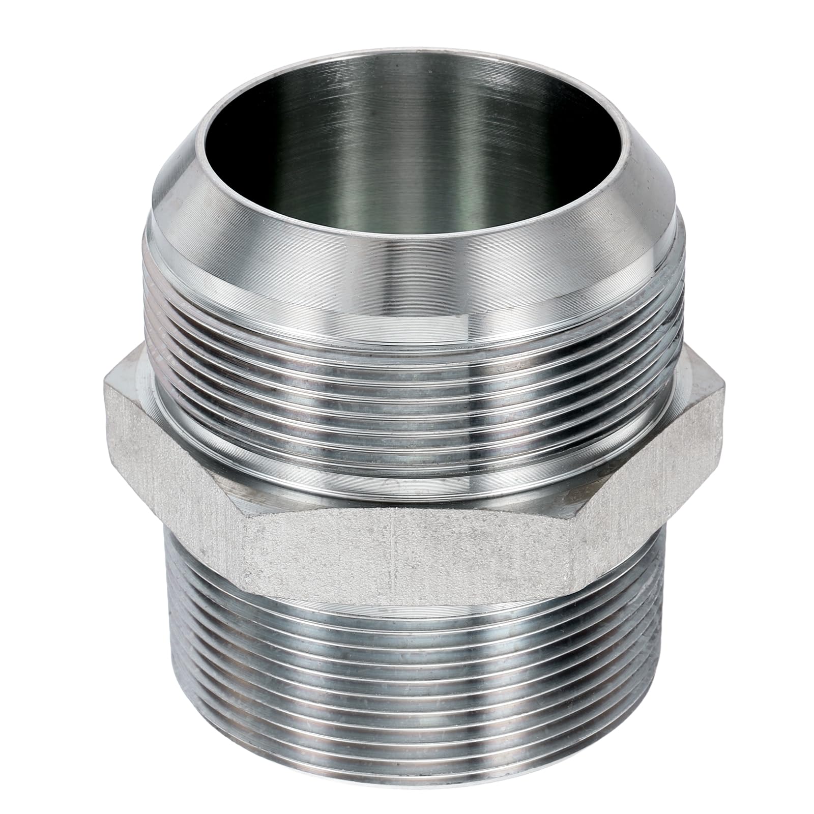 Adaptador de manguera hidráulica JIC 37 a NPT macho en acero al carbono conector recto de tubo