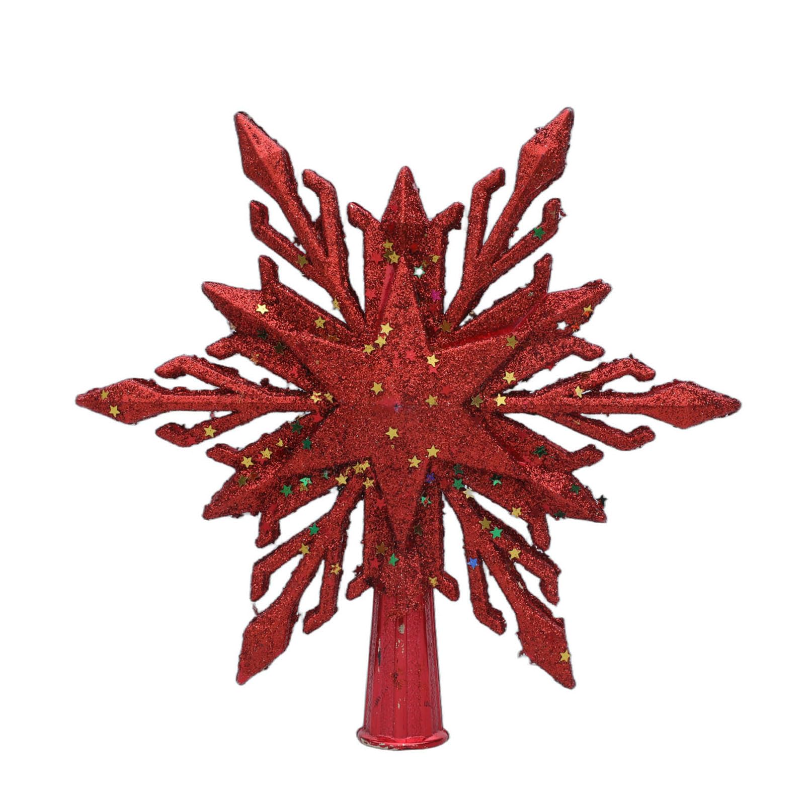 our fave Sturdy Glittered Snowflake Christmas Tree Toppers with Easy Installation Celebratory Tree Ornament Double Color Glittering Star