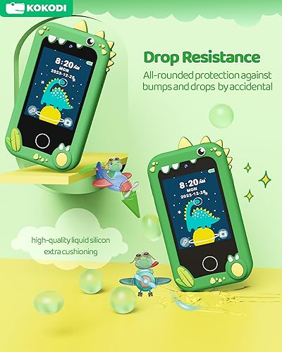 Miniatura 22 de KOKODI Teléfono inteligente para niños, pantalla táctil HD con doble cámara para niños, regalos de cumpleaños de Navidad, dinosaurio, teléfono