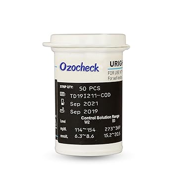 Ozocheck URTDGS050 Blood Glucose Test Strips | Auto Coding & Less Pain | Accurate & Fast Results| Pack of 50 Strips (Only Strips)