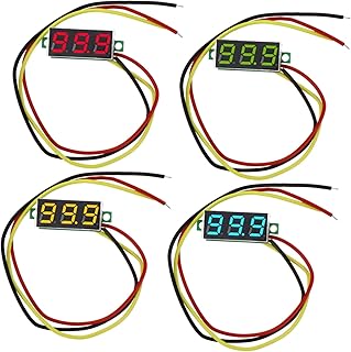 Uonlytech Herramienta para Batería de Coche 4 Piezas Voltímetro Digital Rango de 0 a 100 V Medidor de Voltímetro Práctico Y Seguro Color Amarillo