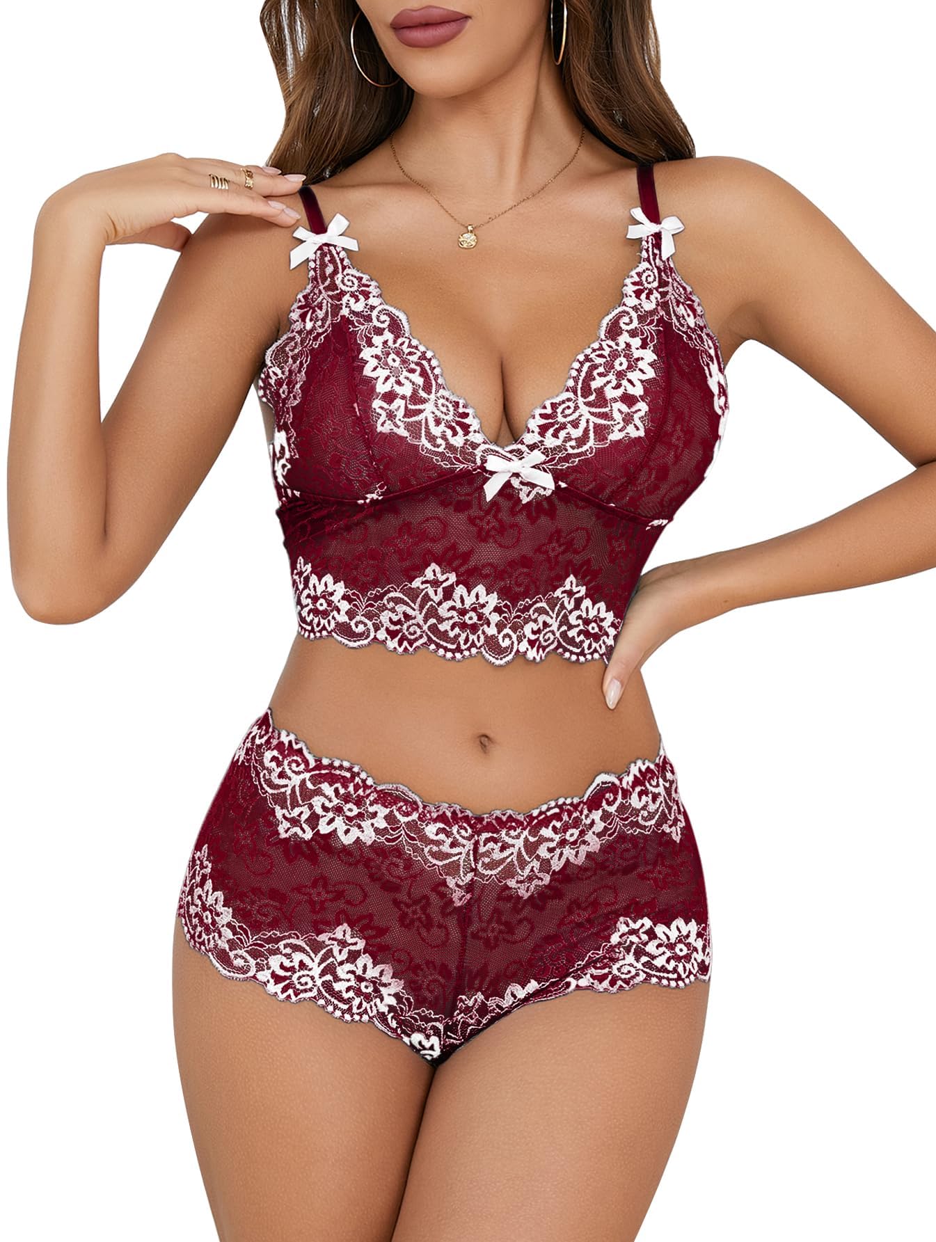 Lilosy Sexy Lingerie Set 2 Piece Women Pajamas Bra and Panty 3XS-5XL