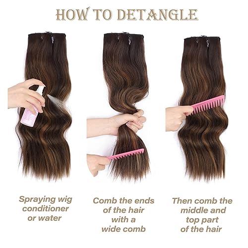 Miniatura 6 de 4 extensiones de cabello sintético ondulado con clip de playa de 20 pulgadas de largo, extensiones de cabello rizado para mujer (mezcla de crema de
