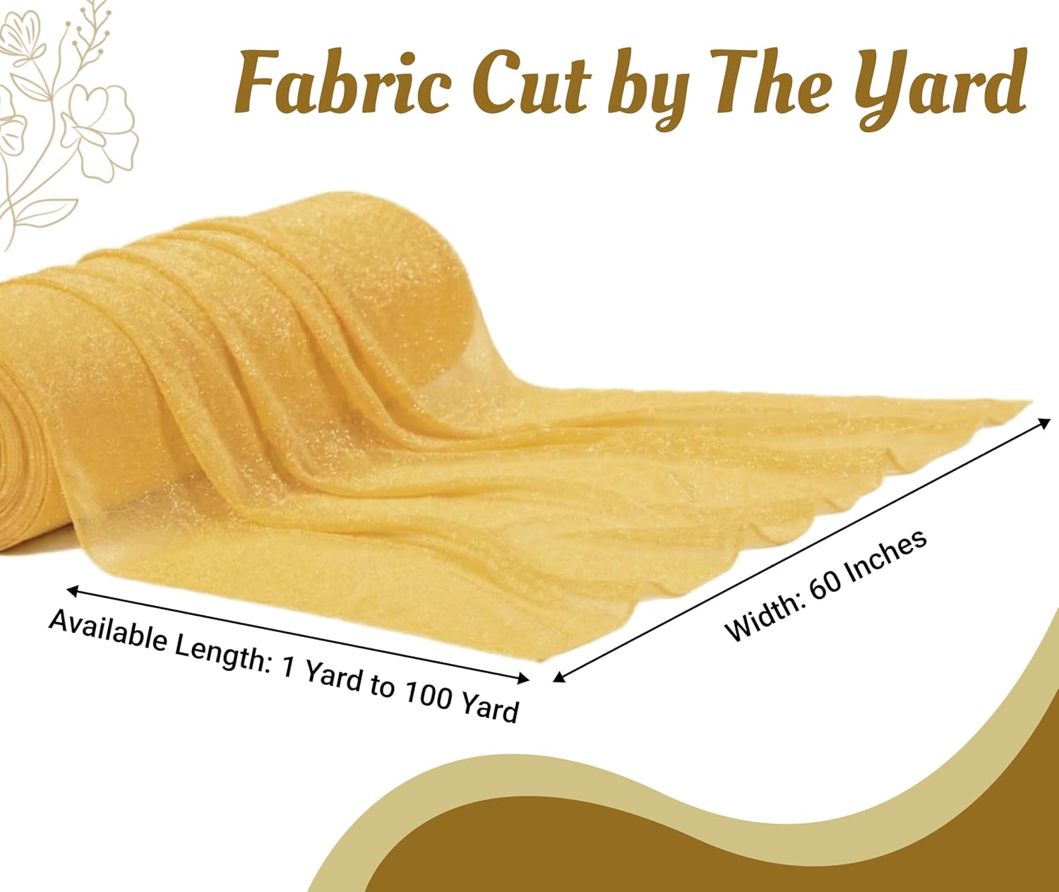 MDS Pack of 10 Yard Wedding Arch Draping Drapery Fabric Sheer Chiffon Fabric for Wedding Ceremony Reception Swag and Backdrop Decorations 60” Width DIY Sewing Multipurpose Fabric - Gold