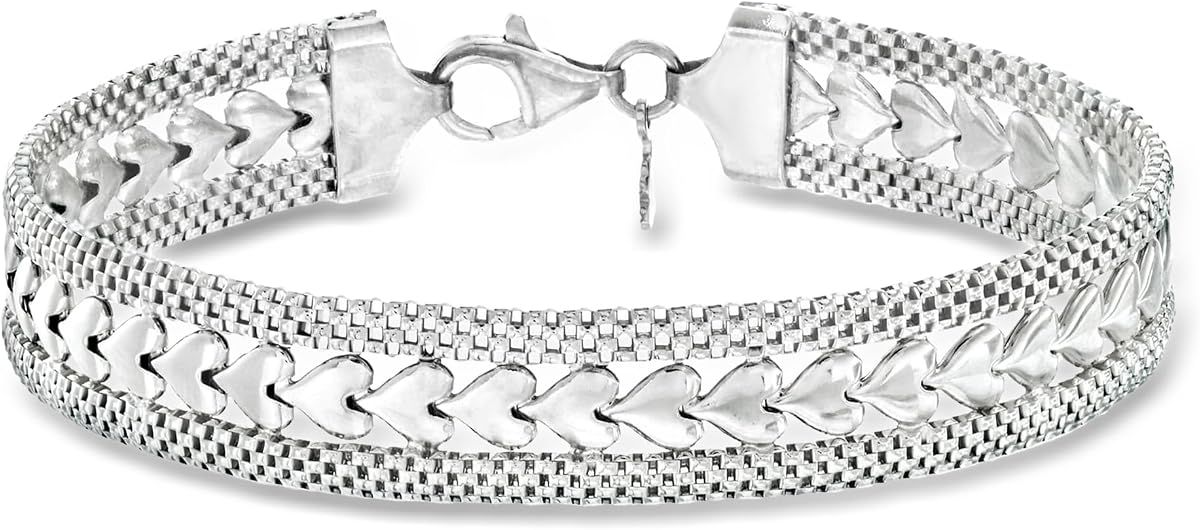Italian Silver Heart Motif Bracelet