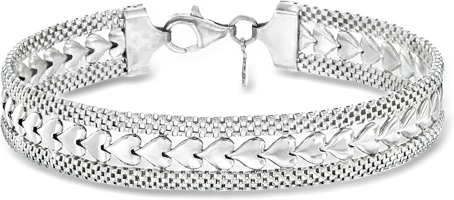 Ross-Simons Italian Silver Heart Motif Bracelet