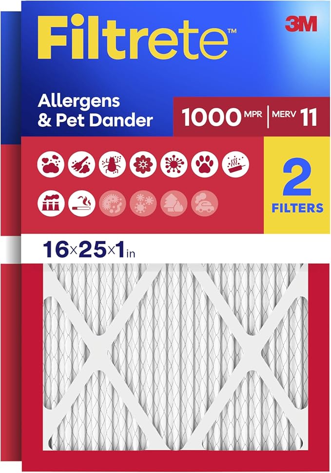 Filtrete 16x25x1 Air Filter, MERV 11, MPR 1000, Allergens &