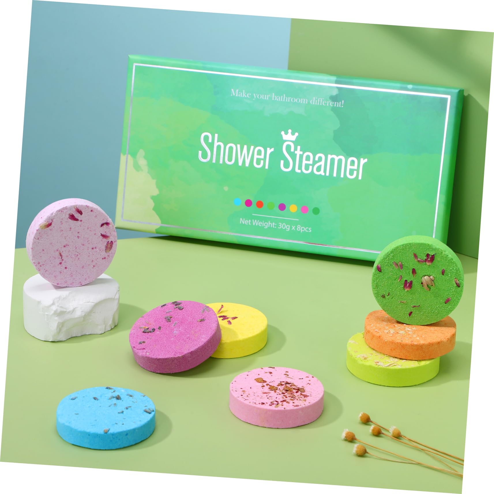 Didiseaon 8 Pastillas de Baño Aromáticas de Sal Marina para Ducha Femenina Aroma Elegante y Propiedades para Cuidar la Epidermis sin Manchar la Bañera