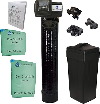 AFWFilters Fleck 5600SXT UPGRADED HIGH capacity 10% resin 48,000, Black - 1" Bypass