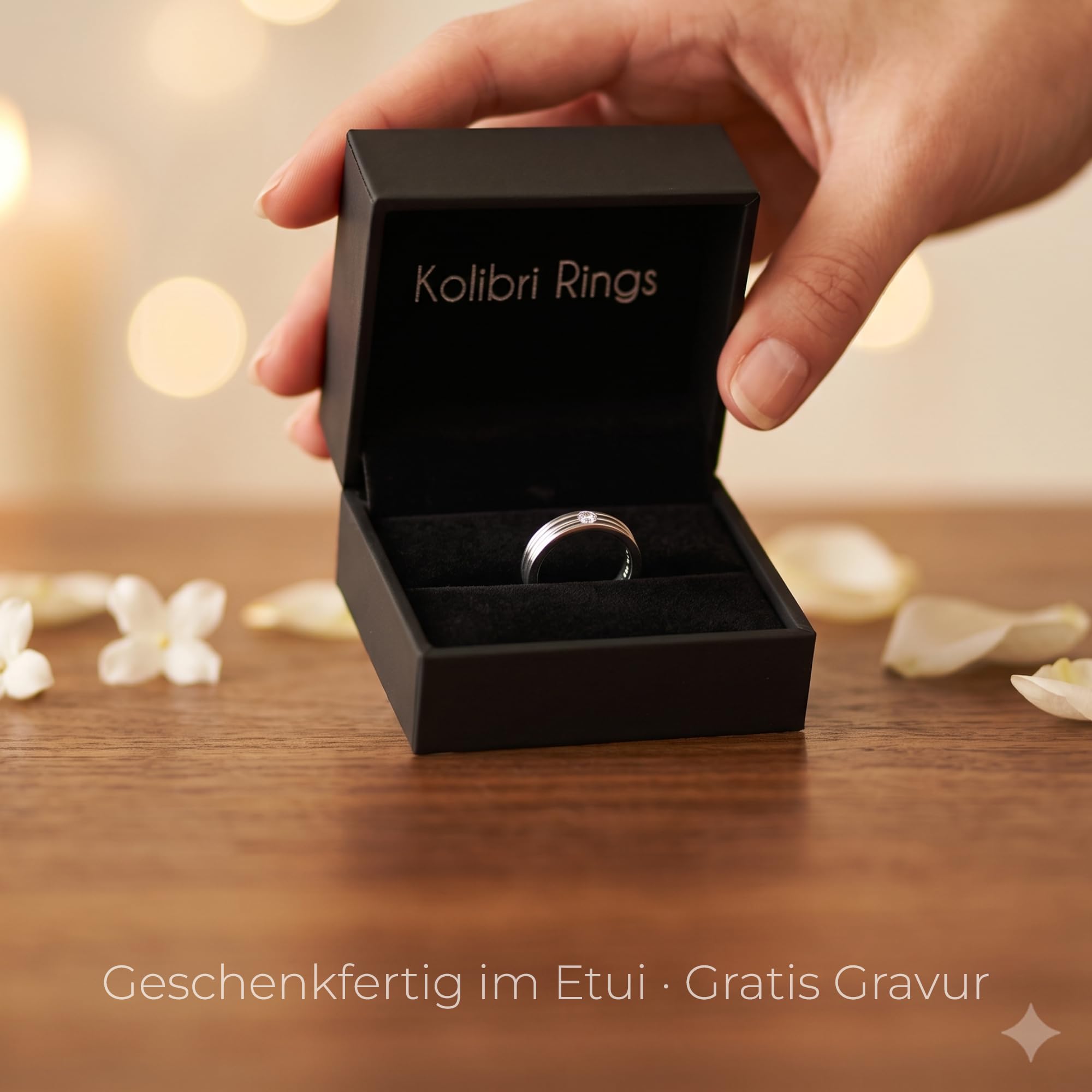 Kolibri Rings Damenring Zirkonia Stein Sterling Silber 925 Ring Ehering Verlobungsring Partnerring Freundschaftsring - Inkl. Gravur und Etui
