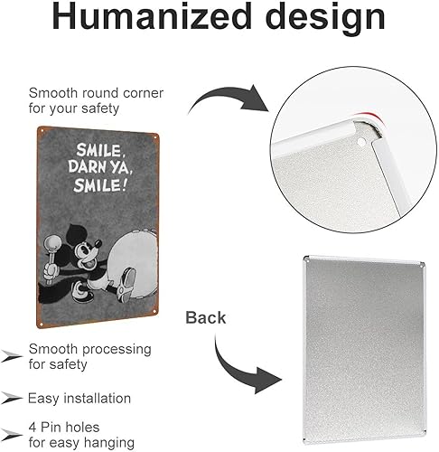 Miniatura 3 de Cartel de metal Smile, Darn Ya, Smile! Letrero de lata de metal para decoración de pared, póster de película para tienda de autos antiguos, cartel