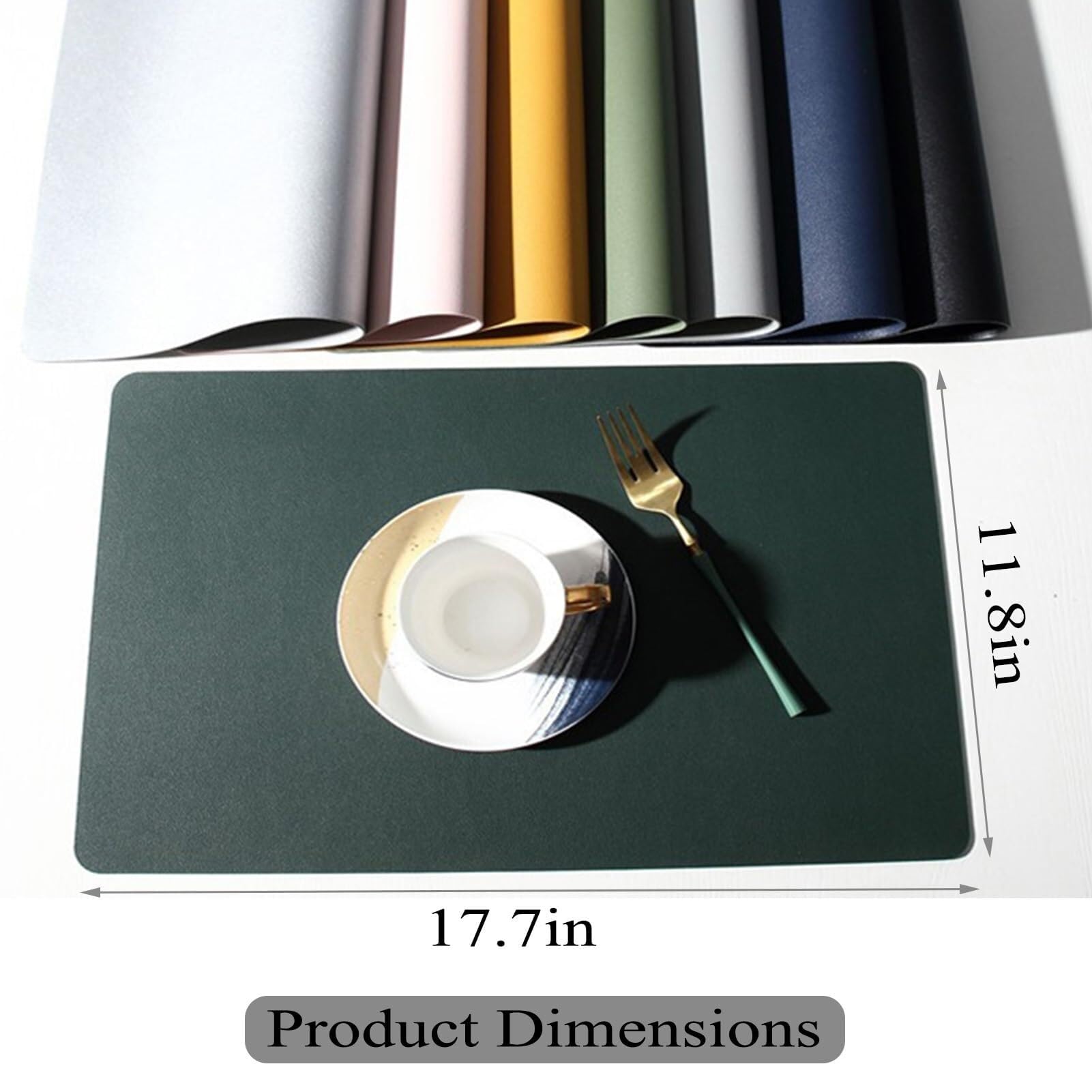 Lot de 8 sets de table double face en similicuir pour intérieur et extérieur, résistants à la chaleur, antidérapants et faciles à nettoyer (beige)