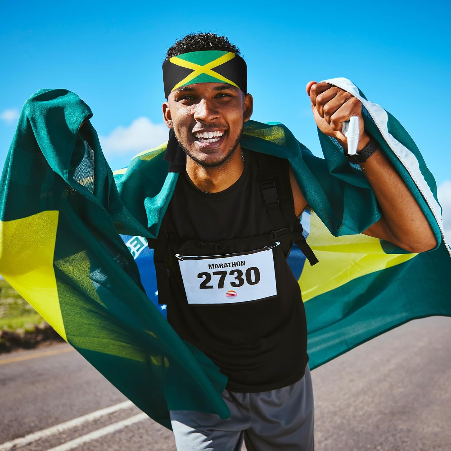6 Pcs Jamaican Flag Bandana Jamaican Headbands for Women Green Yellow Black National Flag Headband Sweatbands Independence Day Gift for Men Women Sports