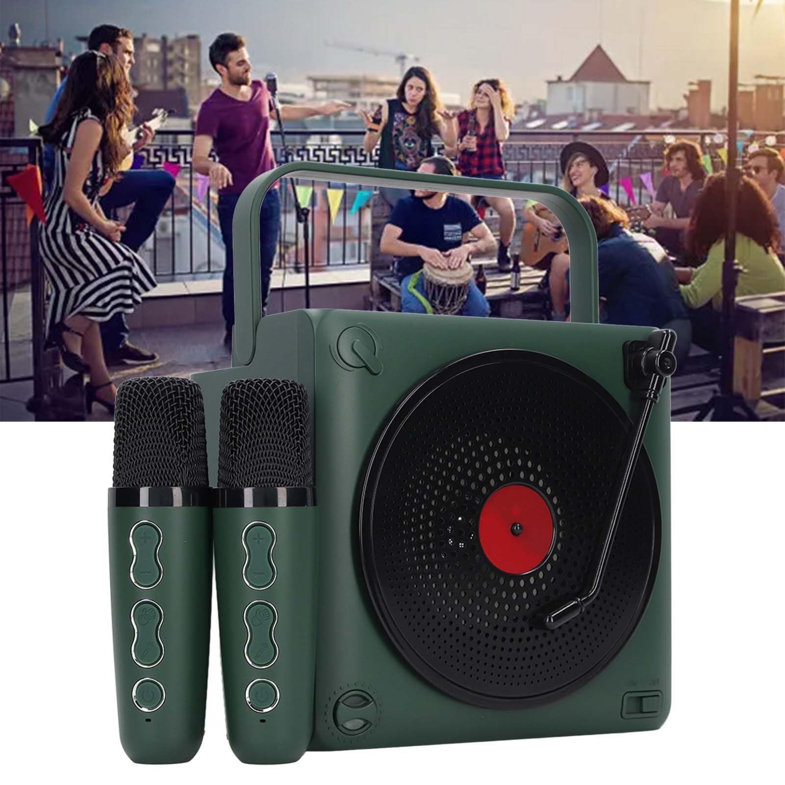 Macchina per Karaoke con Microfono Wireless con Batteria a Lunga Durata, Mini Portatile per Bambini, Adulti, Canta a Squarciagola, connettività (verde) (Verde)