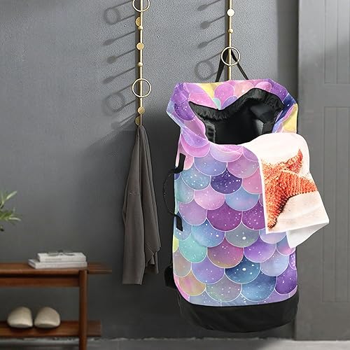 Vista 153 de Mochila de lavandería con correas ajustables para el hombro, bolsa de lavandería sucia para viajes, campamento, universidad, resistente, Rosa floral
