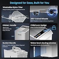 Vista 6 de 5,000 Sq.Ft Most Efficient Energy Star 2024 Dehumidifier,Vellgoo Max 120 Pint/D Compressor Dehumidifier for Basement with Drain Hose, Smart Humidity
