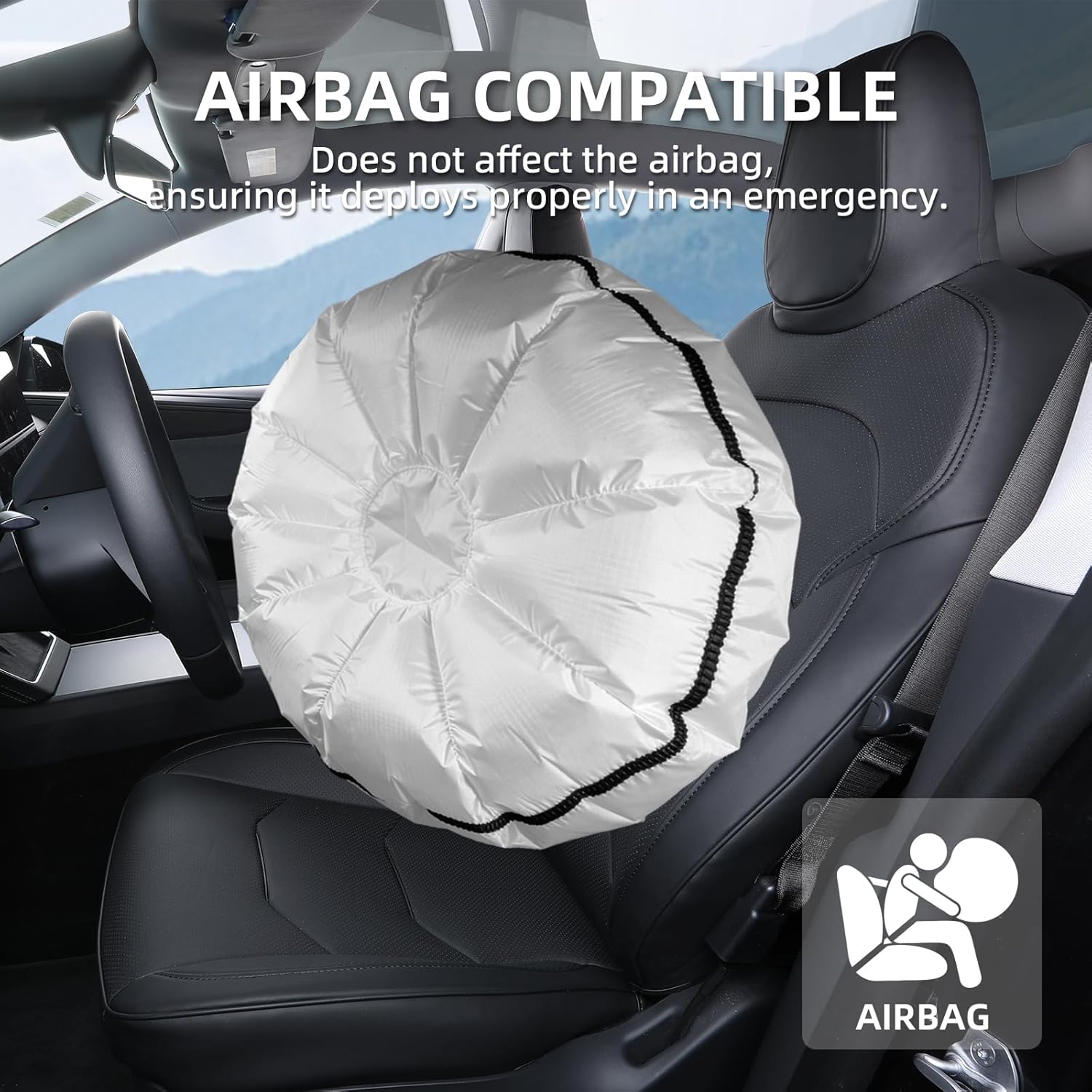 Tesla Model Y Seat Covers 2025 2026 Full Coverage Nappa Leather Car Seat Cover Interior Full Set Accessories Airbag Compatible Cushion Cover Custom Fit(Black,5-Seater)