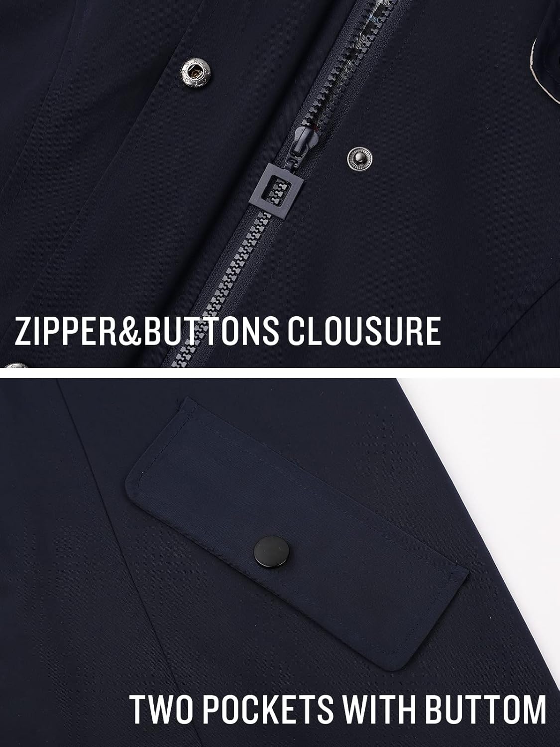 SaphiRose Women's Long Hooded Rain Jacket Outdoor Raincoat Windbreaker Large Navy Blue