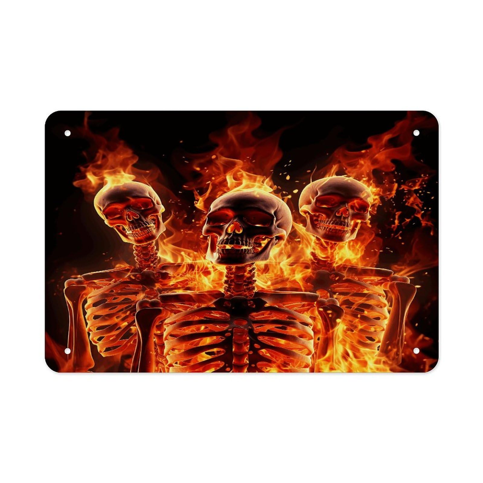 Fodpand Style Fire Skeletons Wall Art Metal Signs Tin Sign