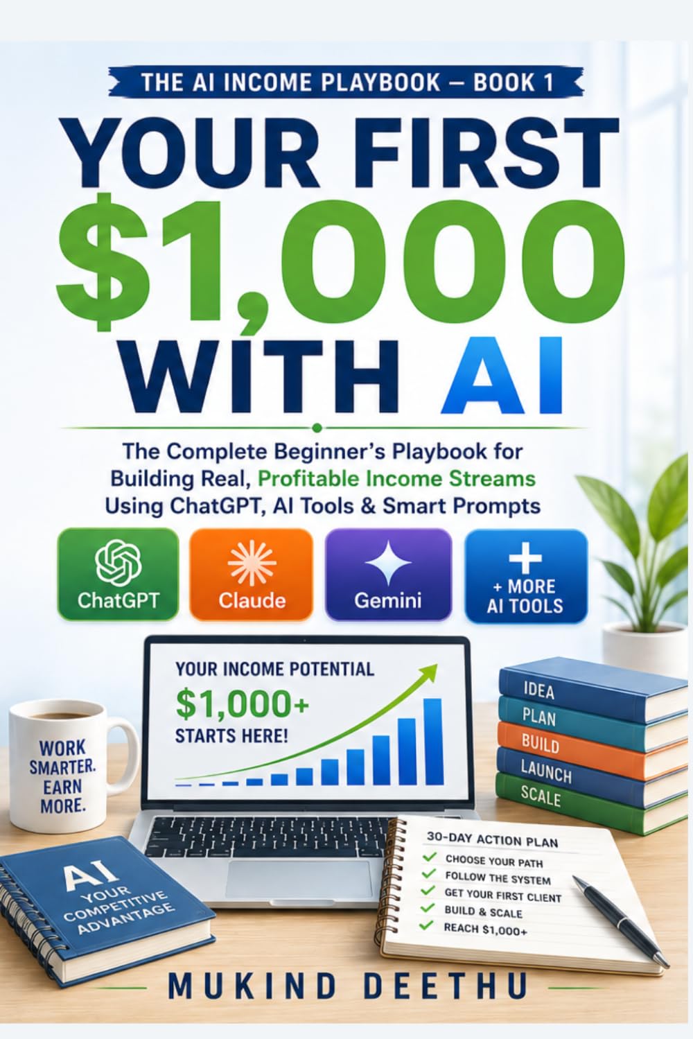 First $1,000 With AI: The Complete Beginner's Playbook for Building Real, Profitable Income Streams Using ChatGPT, AI Tools & Smart Prompts