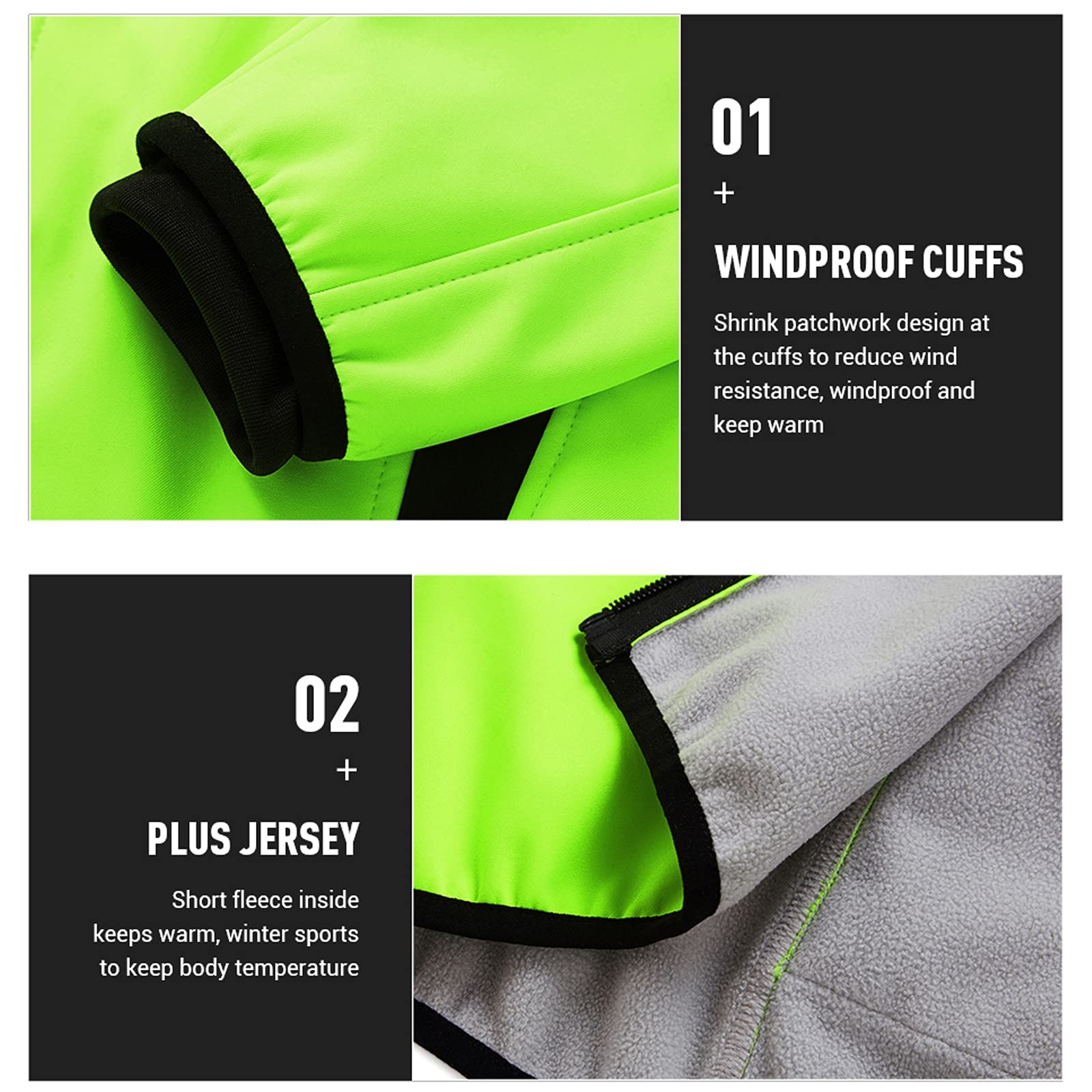 DZQUY Giacca da Equitazione Giacca da Moto Impermeabile Antivento Fleece Fleece Long Jersey Giacca da Ciclismo Adatto per Viaggiare in Bicicletta in Esecuzione,Verde,XXL