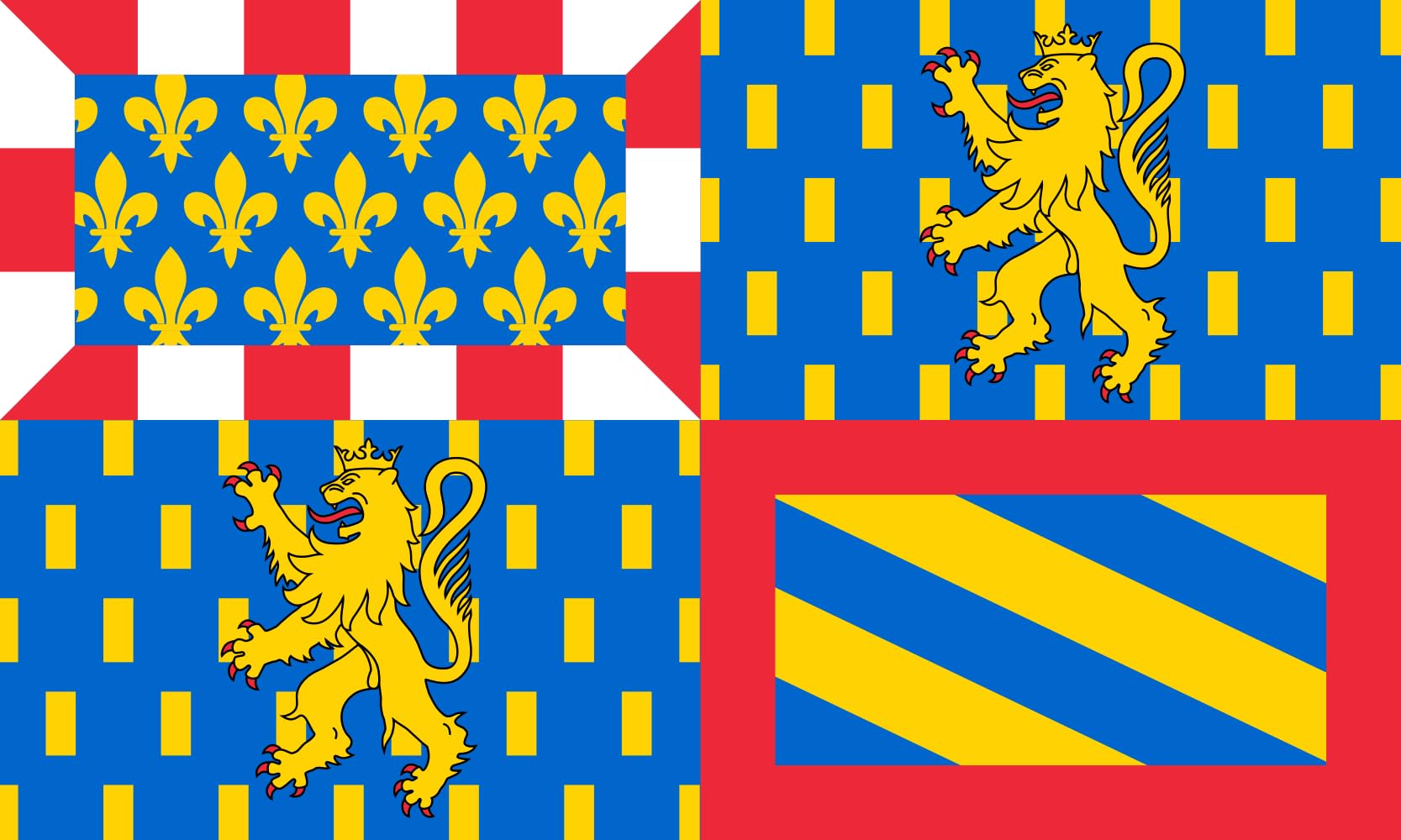 Drapeau Bourgogne-Franche-Comté large pavillon extérieur tissu polyester résistant mât