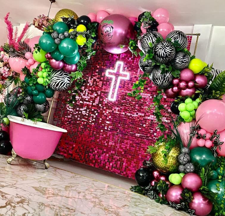 Image of Shimmer Wall Backdrop - 24pcs Decorations Panel | Wedding, Birthday, Anniversary, Engagement & Bridal Shower Party Decor Panel (Hot Pink)