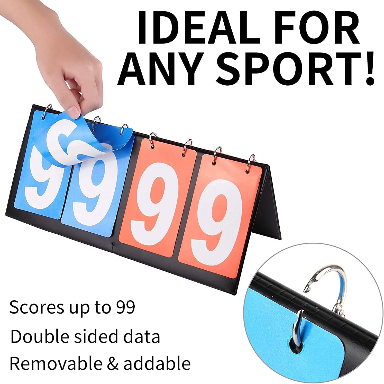 Tabellone Segnapunti,Segnapunti Sportivo Multifunzionale a 4 Cifre,0-99 Cifre Portatili Flip Sport Scoreboard,Tabellone Segnapunti Flip per Basket,Calcio,Calcio e Tennis