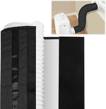 Angooni Portable AC Hose Insulation Sleeve, 59" Flexible Wrap, Black | Portable AC Hose Cover, Fits 5-5.9 in Diameter, 3-Layer Heat Protection, Strong Velcro with 4 Straps, Reduces Heat