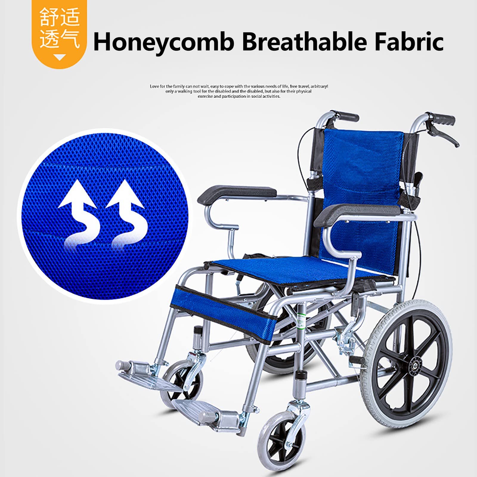 Silla De Ruedas Para Ancianos Silla De Ruedas Autopropulsada Manual Plegable Ligera Silla De Ruedas Ultraligera, Silla Médica De Transporte, Ayuda De Movilidad Manual De Viaje B,High-carbon steel