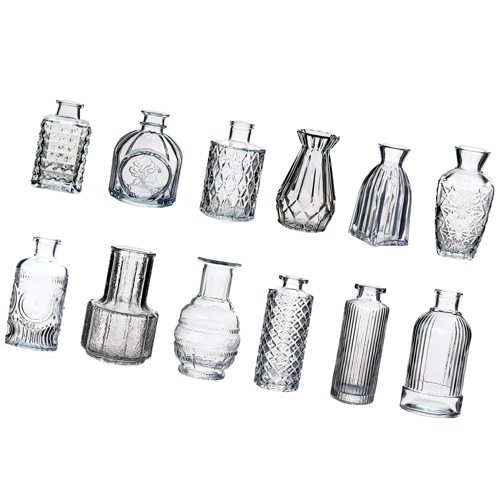 Kalttoy Transparent Glass Buds Vases Bulk For Centerpieces, Clear Retro Decorative Vases For Flowers, Wedding Rustics Home Table Decorations Glass Buds Set