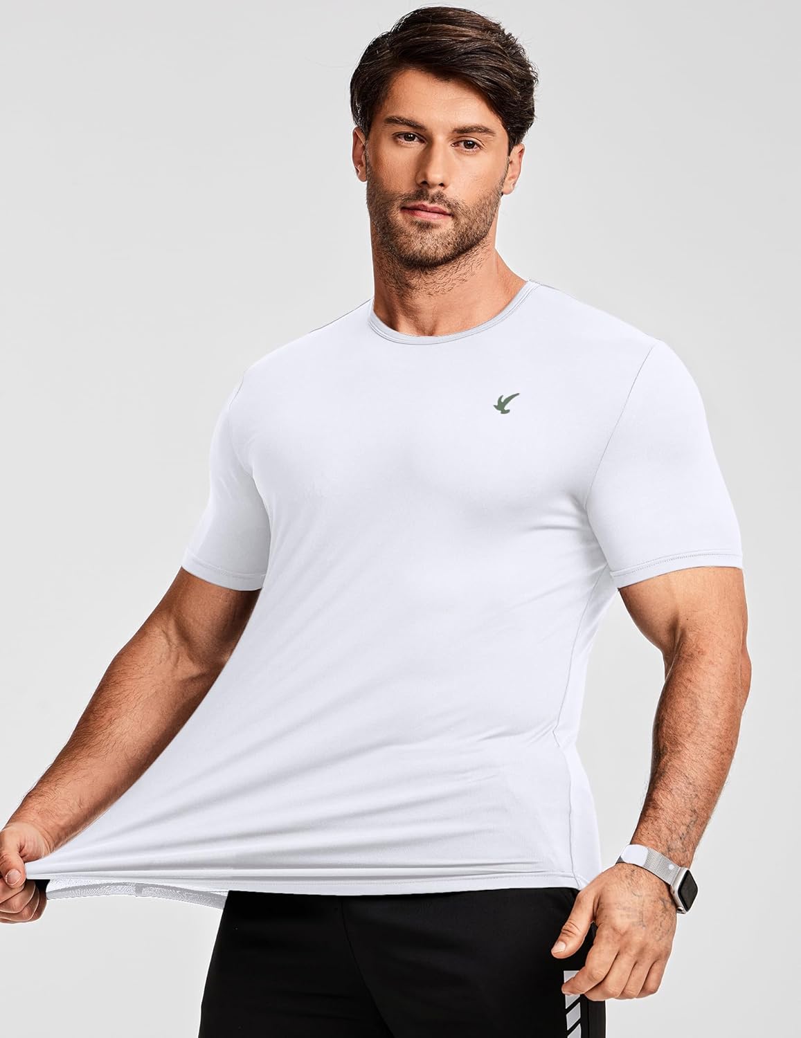 JMIERR Mens Short Sleeve T Shirt Summer Muscle Moisture Wicking Quick Dry Crewneck Longline Tees Shirts - Image 8