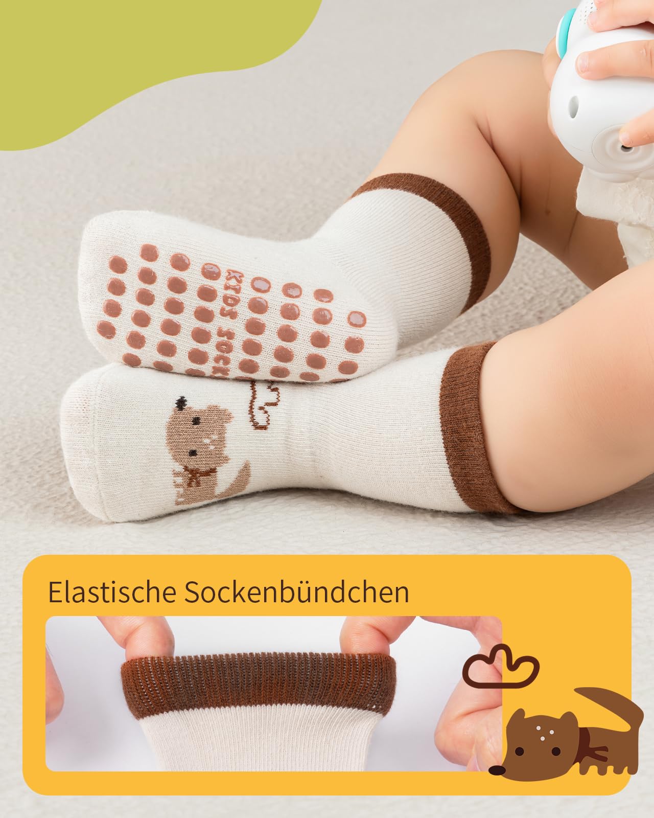 Kyopp 5/10 par skarpetek niemowlęcych ABS antypoślizgowe skarpety z motywami zwierzęcymi stoperami bawełna Crew Socks