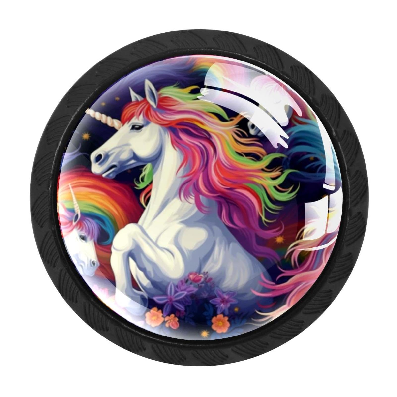 Chenzzzz Multicolored 08 4 Pack Rainbow Unicorn Dresser Drawer Cabinet Knobs Round Crystal Glass Knobs Pulls Handles For Kitchen Wardrobe Cupboard Door Hardware